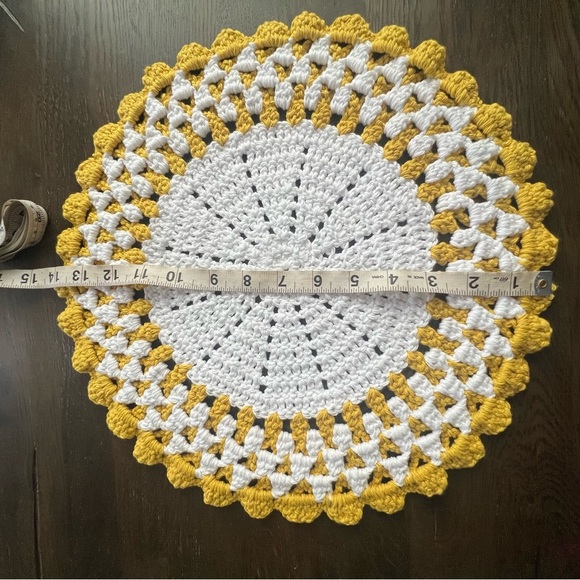 Set of 6 White/Bamboo Crochet Placemats - Picture 12 of 13